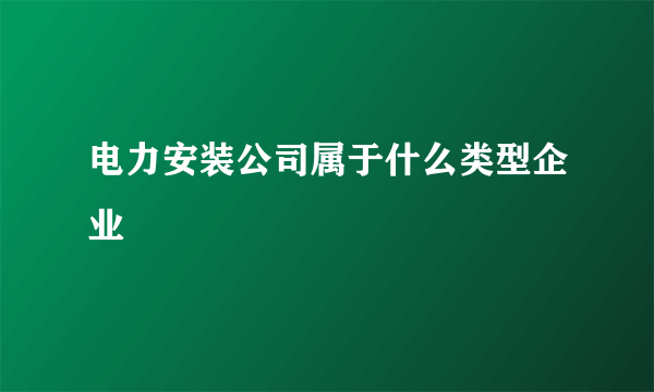 电力安装公司属于什么类型企业