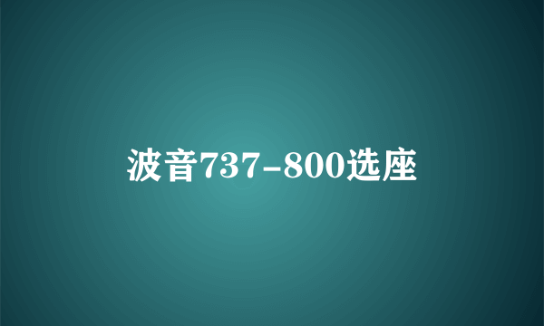 波音737-800选座