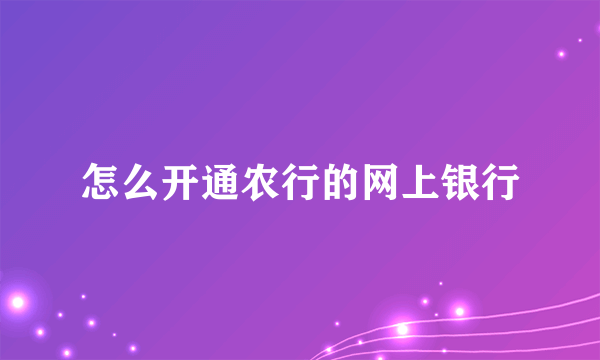 怎么开通农行的网上银行