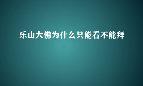 乐山大佛为什么只能看不能拜