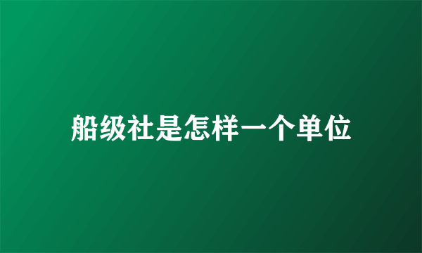 船级社是怎样一个单位