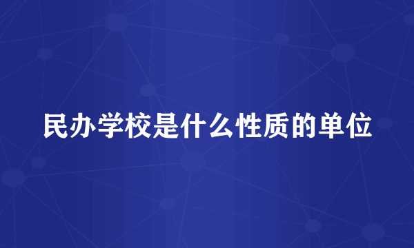 民办学校是什么性质的单位