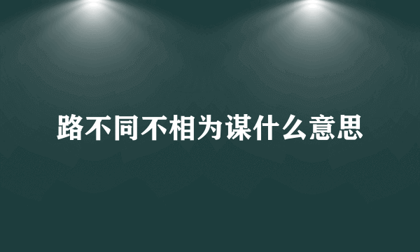 路不同不相为谋什么意思