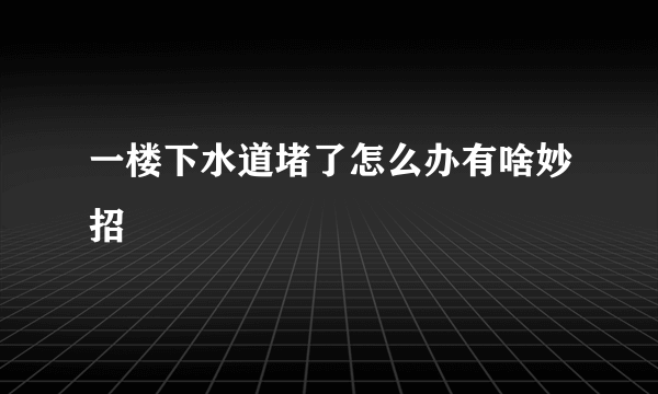 一楼下水道堵了怎么办有啥妙招