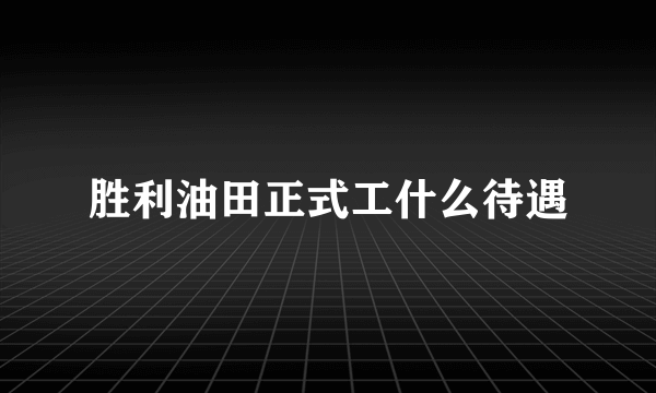 胜利油田正式工什么待遇