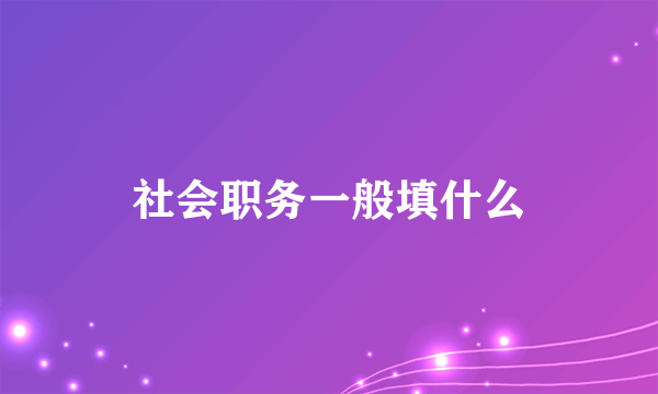 社会职务一般填什么