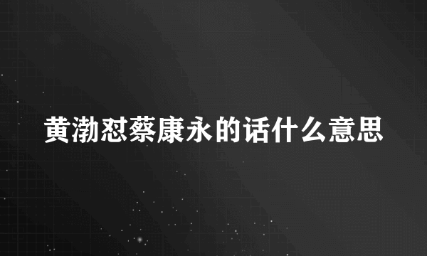 黄渤怼蔡康永的话什么意思