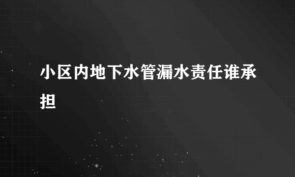 小区内地下水管漏水责任谁承担