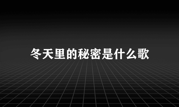 冬天里的秘密是什么歌