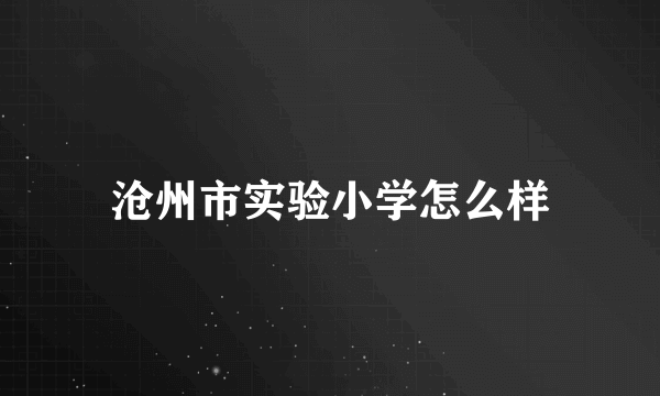 沧州市实验小学怎么样