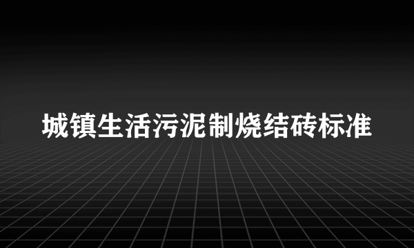 城镇生活污泥制烧结砖标准