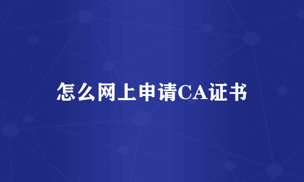 怎么网上申请CA证书