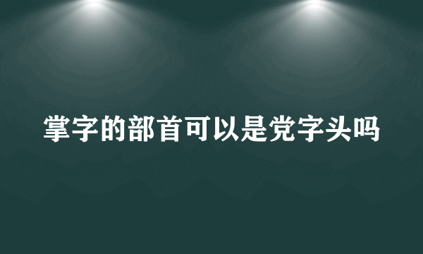 掌字的部首可以是党字头吗