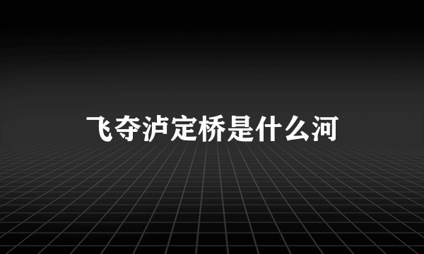 飞夺泸定桥是什么河