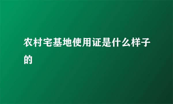 农村宅基地使用证是什么样子的