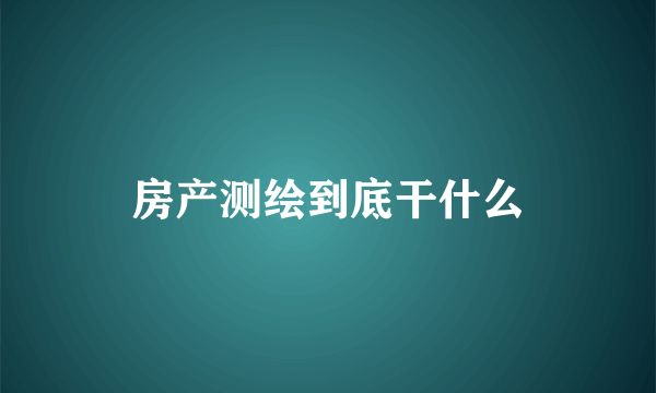 房产测绘到底干什么