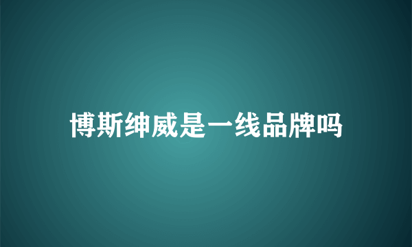 博斯绅威是一线品牌吗