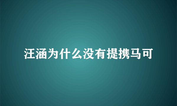 汪涵为什么没有提携马可