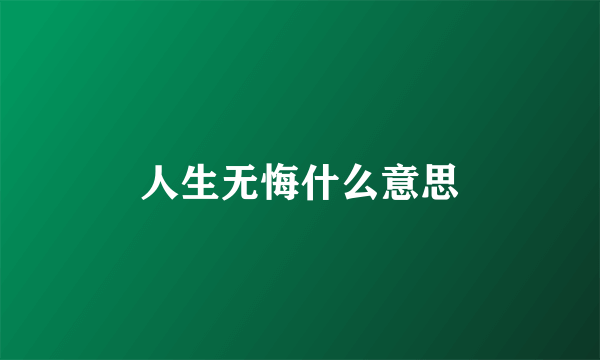 人生无悔什么意思