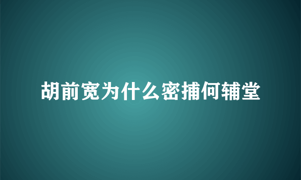 胡前宽为什么密捕何辅堂