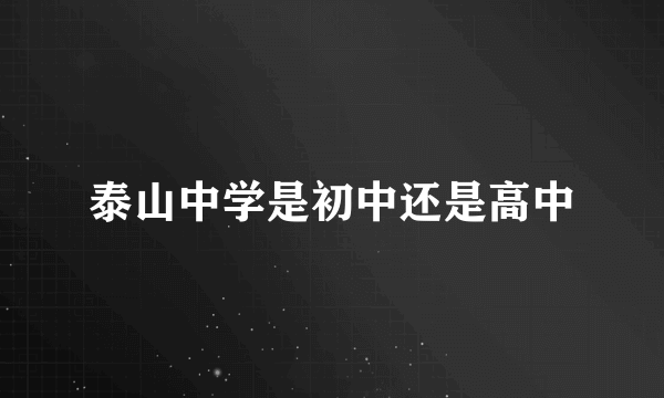 泰山中学是初中还是高中