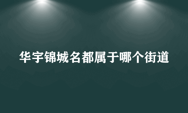 华宇锦城名都属于哪个街道