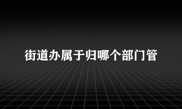 街道办属于归哪个部门管