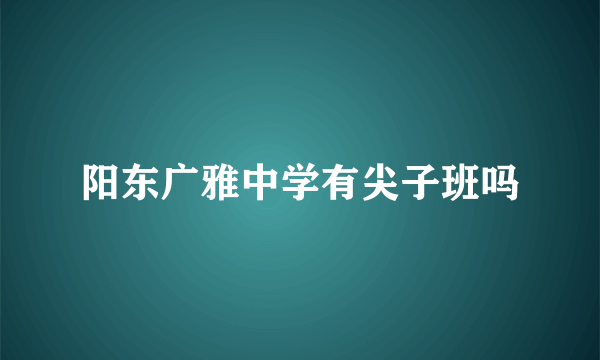 阳东广雅中学有尖子班吗