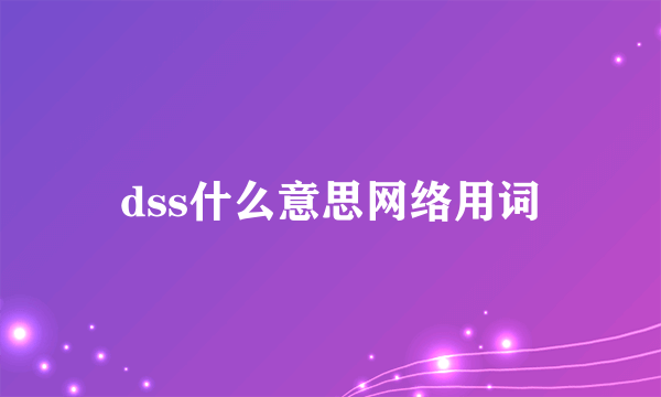 dss什么意思网络用词