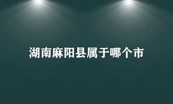 湖南麻阳县属于哪个市