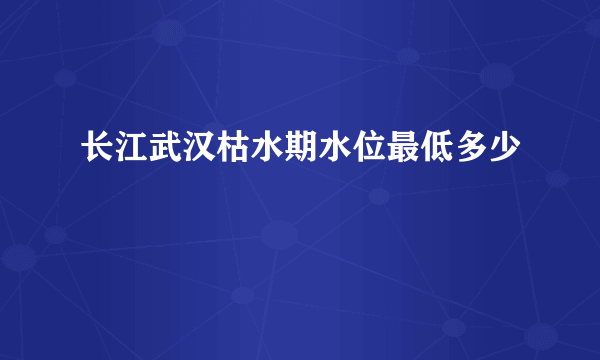 长江武汉枯水期水位最低多少