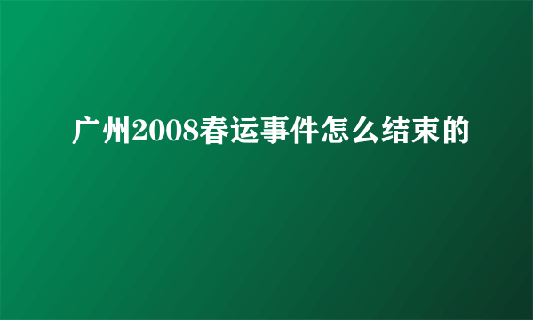 广州2008春运事件怎么结束的