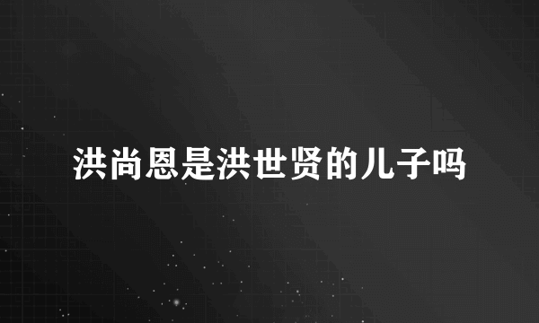 洪尚恩是洪世贤的儿子吗