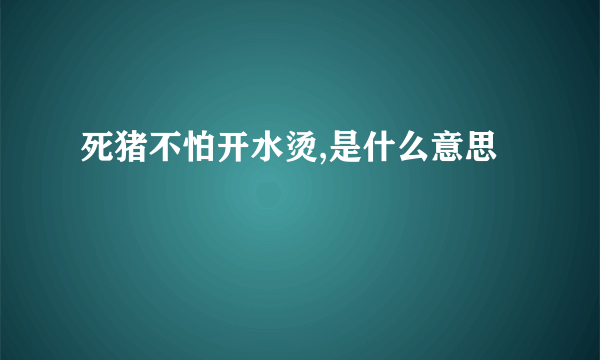 死猪不怕开水烫,是什么意思