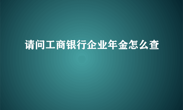 请问工商银行企业年金怎么查