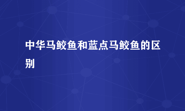 中华马鲛鱼和蓝点马鲛鱼的区别