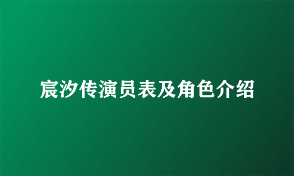 宸汐传演员表及角色介绍