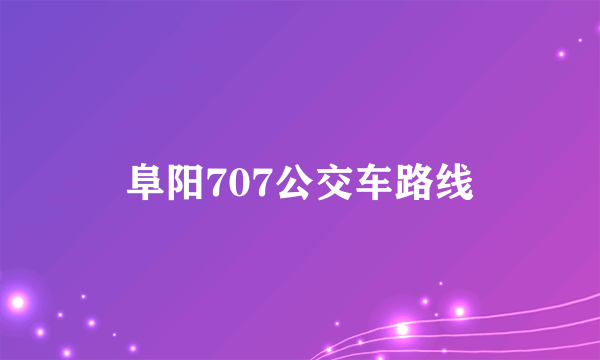 阜阳707公交车路线