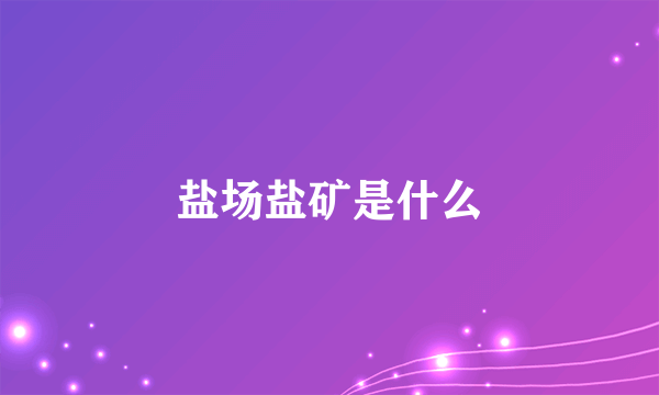 盐场盐矿是什么