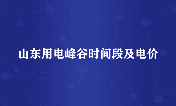 山东用电峰谷时间段及电价