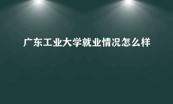 广东工业大学就业情况怎么样