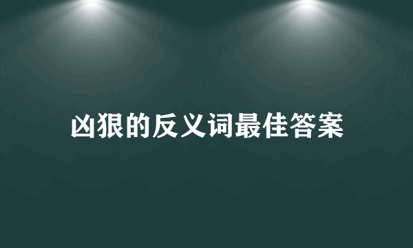 凶狠的反义词最佳答案