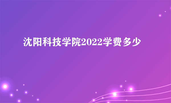 沈阳科技学院2022学费多少