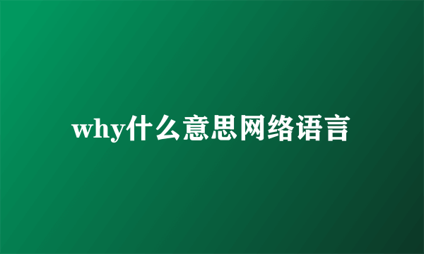 why什么意思网络语言