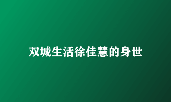 双城生活徐佳慧的身世