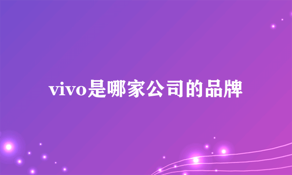 vivo是哪家公司的品牌