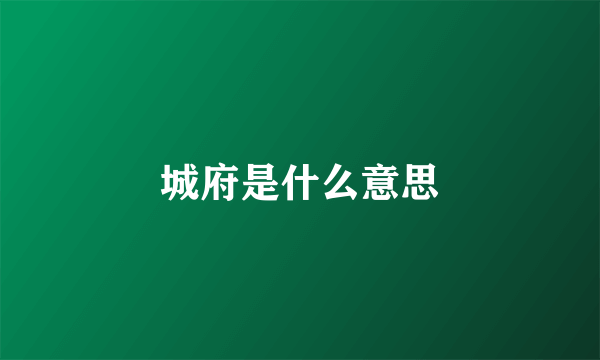 城府是什么意思