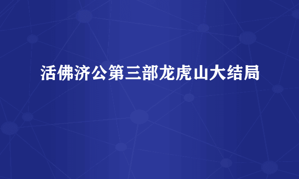 活佛济公第三部龙虎山大结局