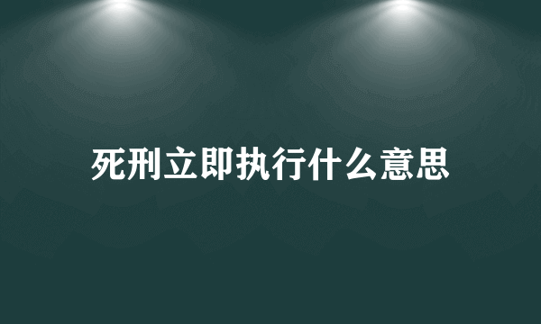 死刑立即执行什么意思