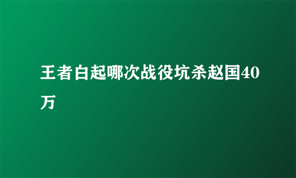 王者白起哪次战役坑杀赵国40万